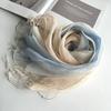 Lightweight Gradient Scarf Sun Proof Shawl Wrap Japanese Style Pure Linen Scarf  For Women Ladies