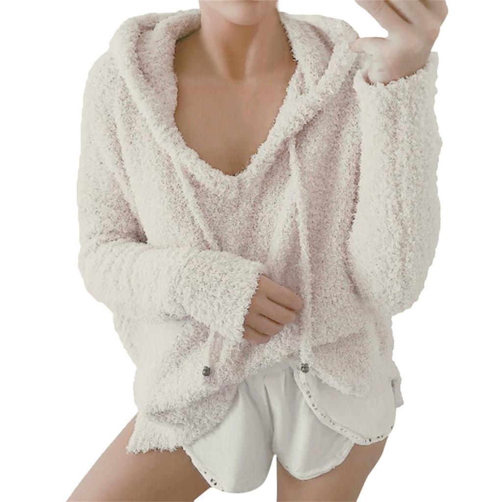 Womens Long Sleeve Tops Winter Warm Blouse Sweatshirt Hoodie Pullover Top