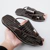Summer Men Sandals Gladiators Crocodile Pattern Genuine Leather Casual Shoes Beach Sandals Outdoor Slippers Shoes for Men