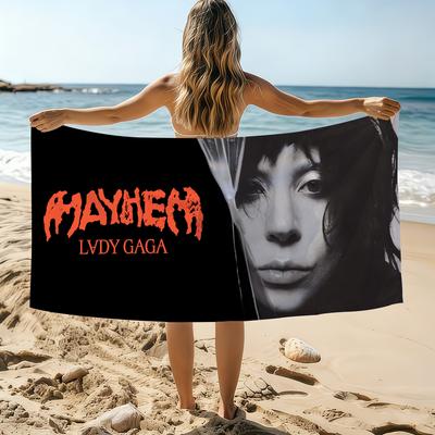 Heiße Sängerin L-Lady Gaga Mayhem Handtuch Strandtuch Übergröße Schnelltrocknendes Handtuch Saugfähig Weich Schwimmen Strandhandtücher für Männer Frauen