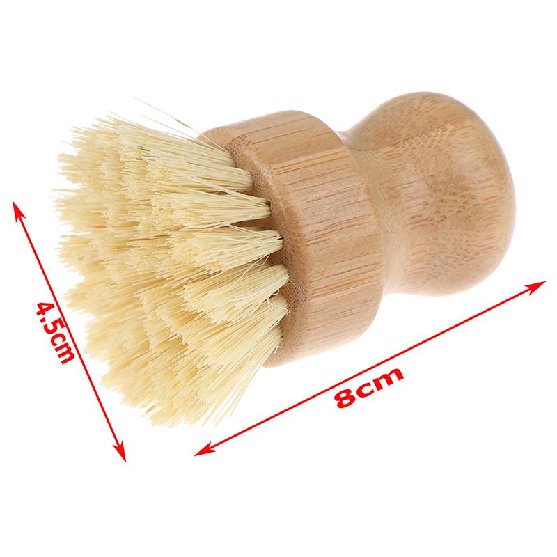 Kitchen Cleaning Brush Sisal Palm Bamboo Short Handle Dish Brush Bowl Pot Brush