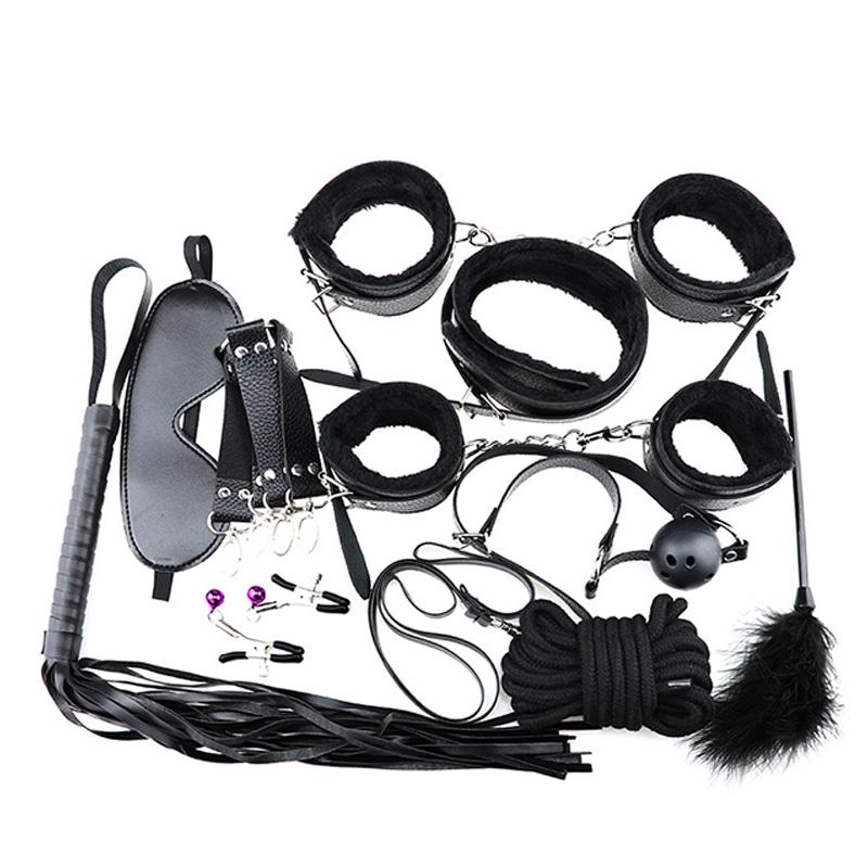 10 Piece Bdsm Bondage Sex Toys Kits for Couples Fetish Kinky Bundle Tied Binding Porno Handcuff Pillory Spanking Whips