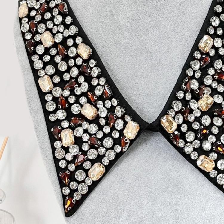 Fashion Jeweled Detachable Collar Shawl Versatile Lapel Colorful Rhinestones Collar Shawl for Dress Shirt