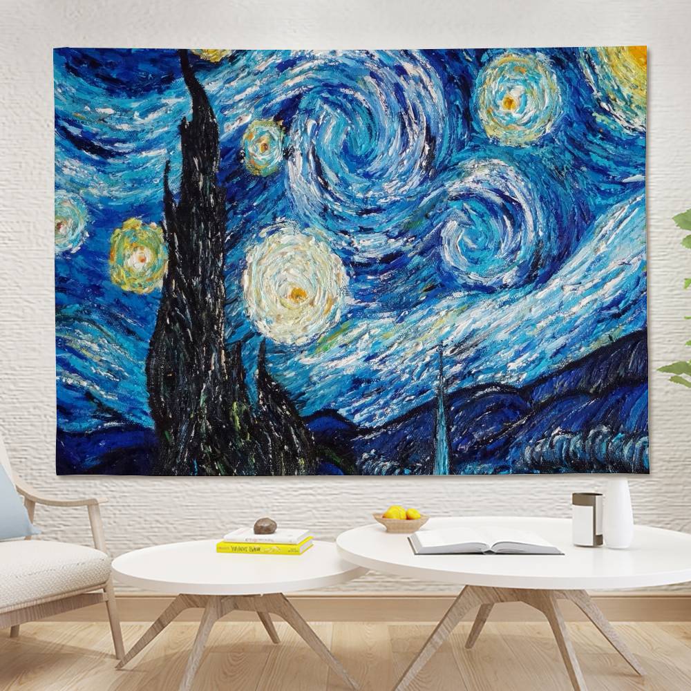 Van Goghs Art Tapestry Wall Hanging Printed Polyester Tapestry INS Decoration Wall Decor