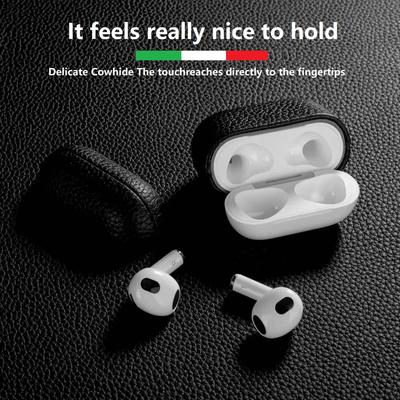 Imported First Layer Cowhide Earphone Case for AirPods Pro 3 & Airpods 1 2 3 4 Pro All-inclusive Lychee Pattern Leather Cover