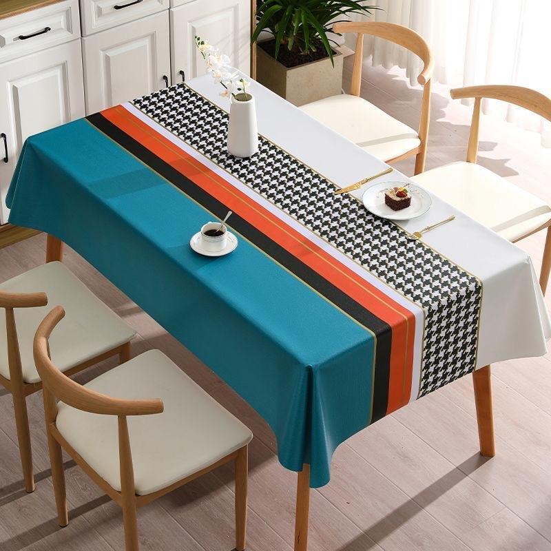 Nappe Rectangulaire Pied-de-Poule Classique Imperméable Résistante à l'Huile et aux Taches Lavable sans Essuyage Housse de Table de Cuisine Décoration de Maison