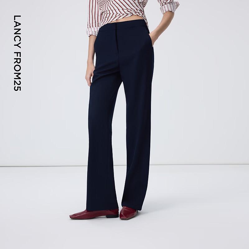 LANCY Women's Elegant Straight-Leg Wool Blend Trousers