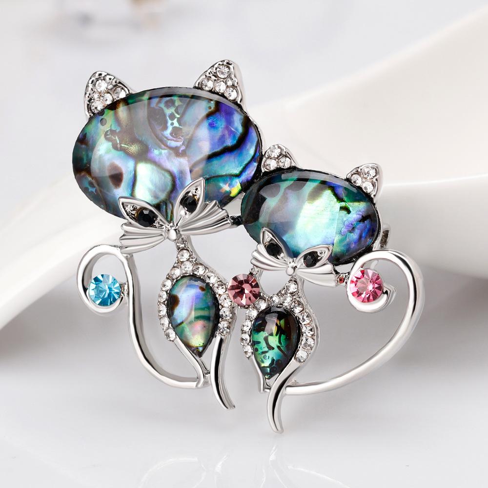 Blucome Fashion Shell Series Pin Wild Cartoon Cat Popular Brooch
