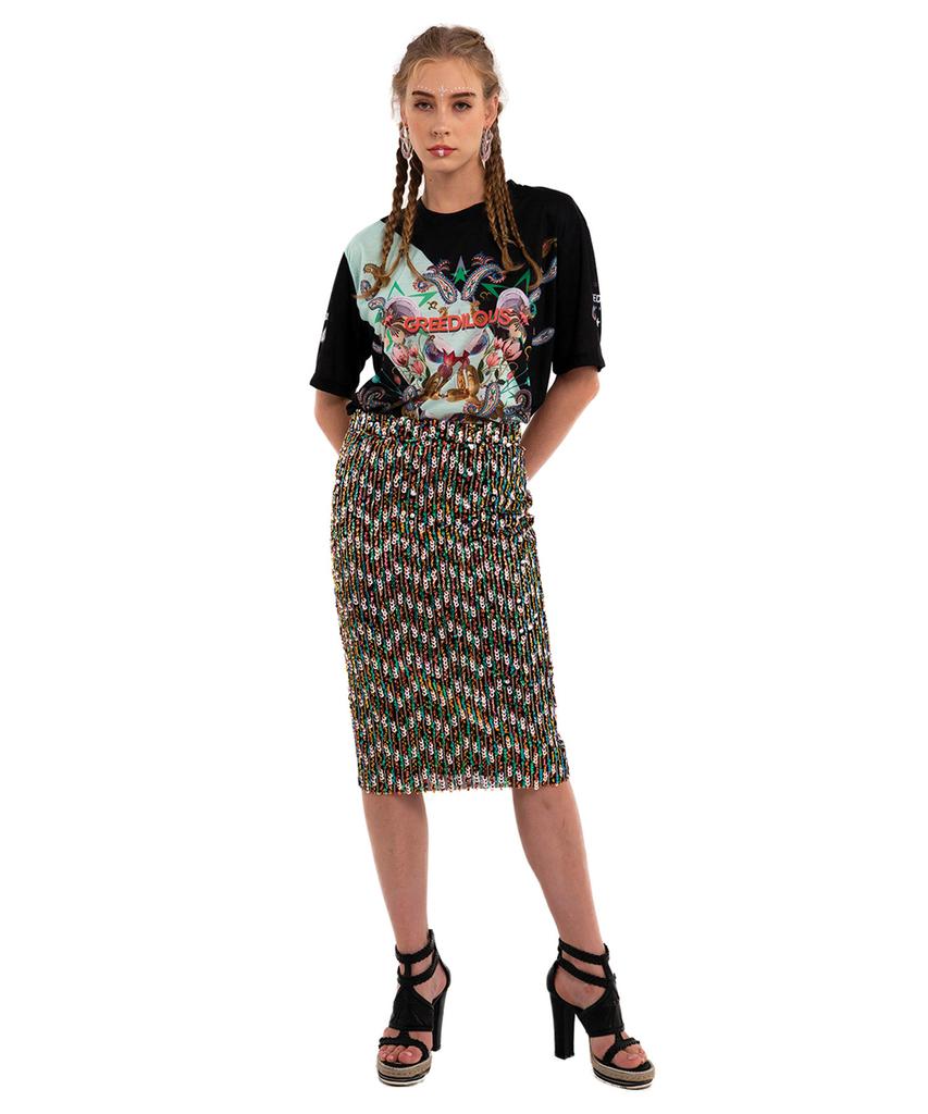 GREEDILOUS Green Diagonal Line T-Shirt