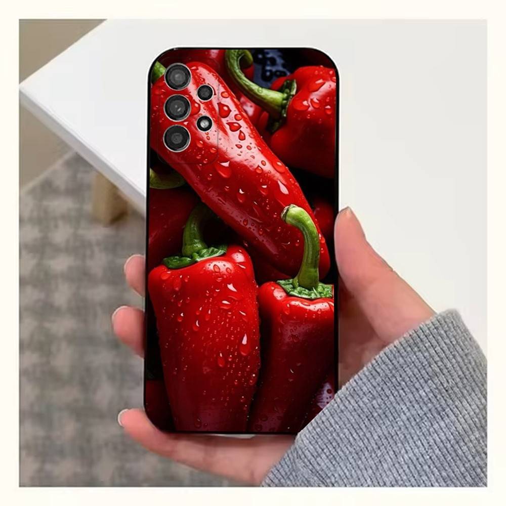 Pattern Red Chilli Pepper Case For Samsung S23,S25,S20,S10,S9,S21,S24,S22,Ultra,FE,Plus,Lite,Soft Silicone Black