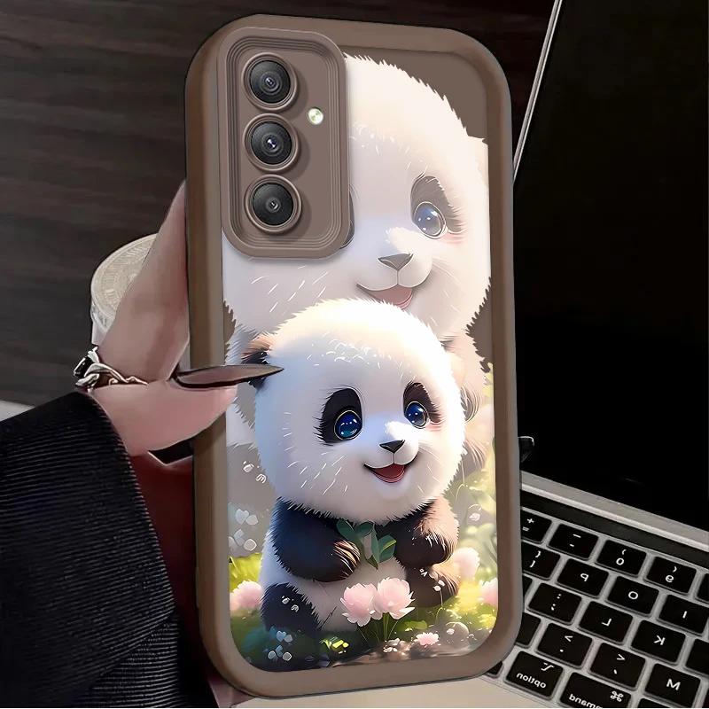 Super Cute Panda Lovely For Samsung Galaxy Case S24 S23 S22 S21 Ultra Plus Fe A55 A54 A53 A52 A35 A25 A15 A14 5G Phone Y2k Cover