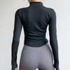 1011 spring running fitness top fleece thickened yoga clothes sports jacket women's morning running tight and thin long sleeves