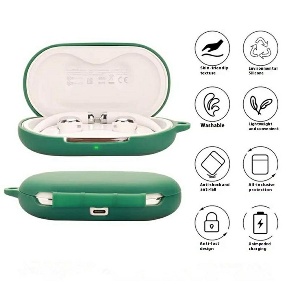 For QCY Crossky R70 Silicone Case Wireless Earphones Protective Cover with Anti-Lost Buckle