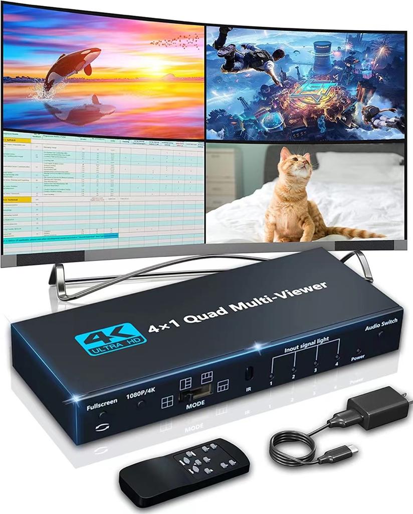 Switcher Multi-viewer Quad HDMI 4x1 Seamless 4K HDMI 4 Schermi 9 Schermi in Tempo Reale Splitter Schermo 9 in 1 Out Switch 9x1