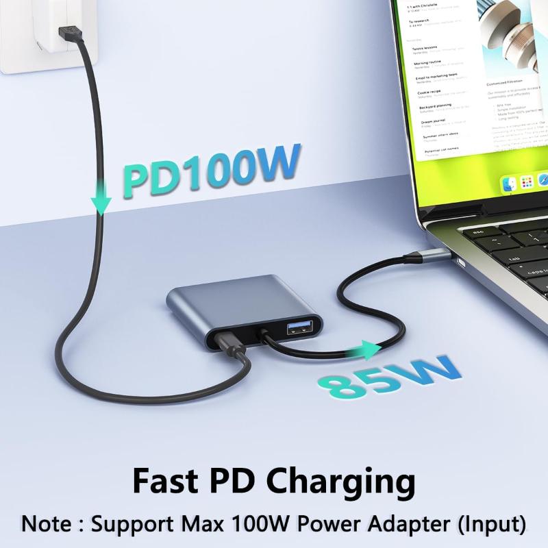 USB C to Dual HDMI Adapter for Dual Displays, for Laptops/Monitors, Thunderbolt Compatible