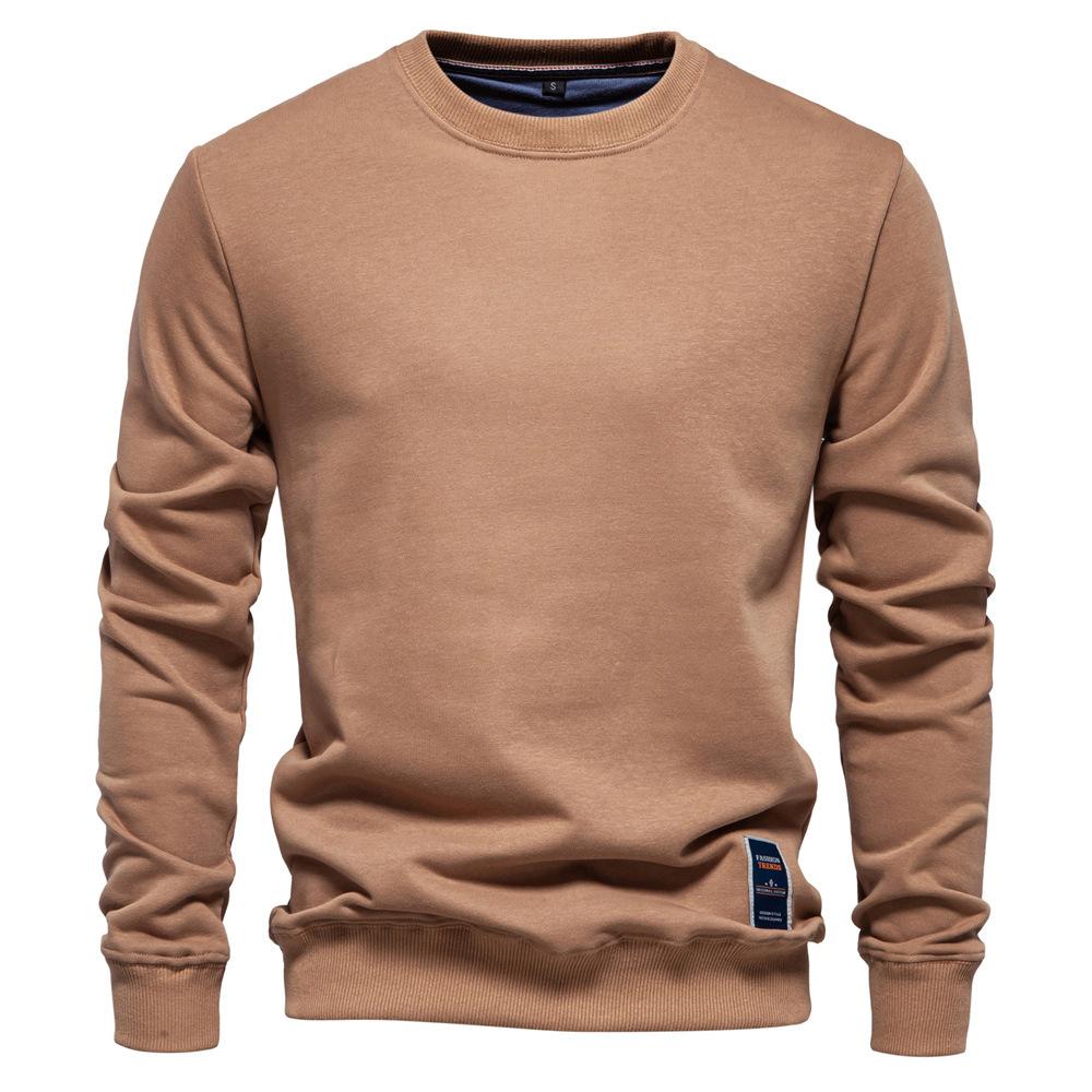 New Arrival Men’s Plain Casual Sweatshirt: Autumn Round-Neck Loose-Fit Trendy Long-Sleeved Plain Sweatshirt