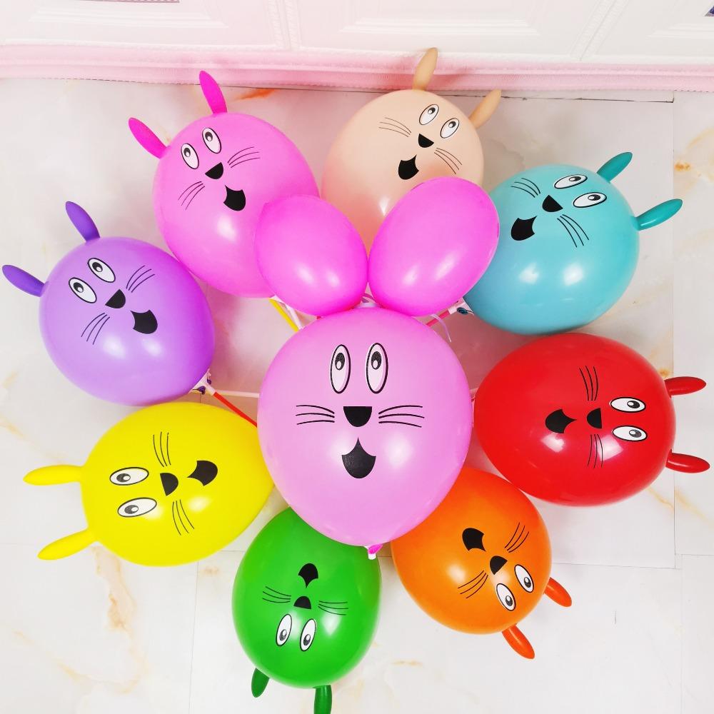 12-inch Large Thick Latex Super Cute Big Head Rabbit Balloon Children's Toy Special-shaped Rabbit Head Cartoon Cat Head