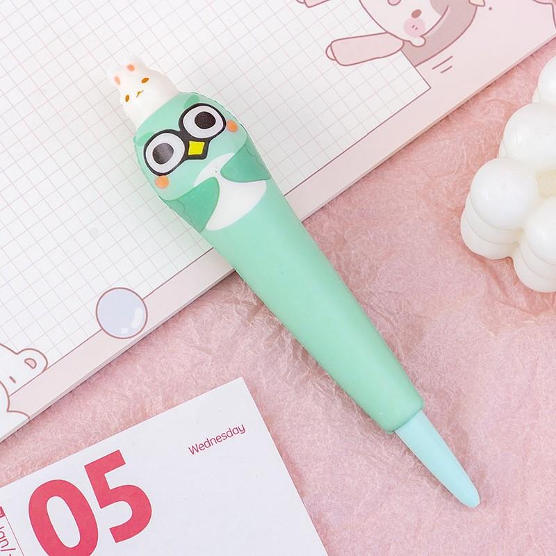 1Pc Cute Cartoon Fruit Animal Decompression Gel Pen Creative Fun Kid Soft Elastic Pinch Pen Student Stationery School Supplies