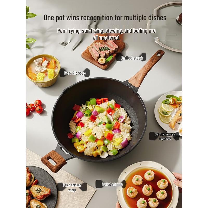 COOKER KING Diamond III 34cm Flat Bottom Non-Stick Wok