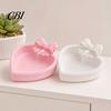 Artistic Desktop Organizer 3D Printed Bow Jewelry Tray, Cute Heart-Shaped Organizer, Stable Decorative Unique Art Collection Gift for Rings