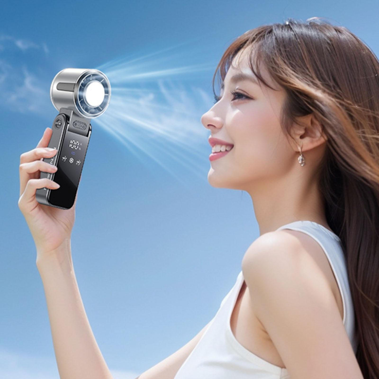 

Ручной вентилятор высокоскоростной складной цифровой дисплей легкий перезаряжаемый мини шейный подвесной серый