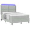 Boxspring Bed with LED Light Strips Light Gray 160 X 200 Cm Velvet