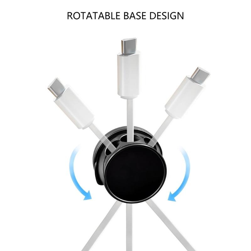 6Pieces 360 Degree Rotating Cord Keeper Magnetic Cable Organiser Adhesive Cable Clip For Desk Cable Cord Management