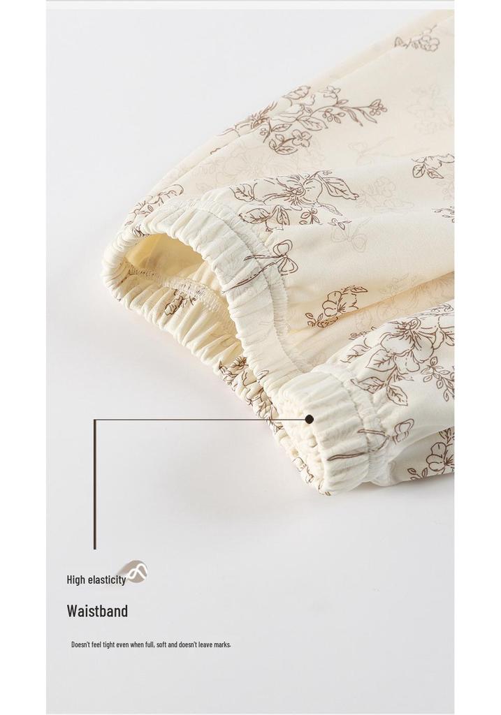 Klasse A Antibakterielles Baumwoll-Pyjama-Set für Damen - Langarm, Lange Hose, Revers-Cardigan Zweiteilig Hauskleidung