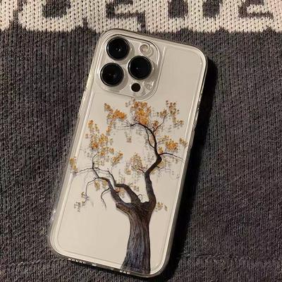 Personalized Golden Tree for Iphone17promax Mobile Phone Case Apple 16/14pro Japan and South Korea 13/12/15 Foreign Trade