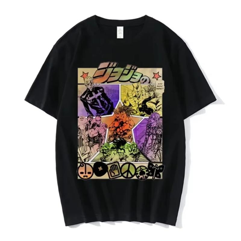Anime Jojo-Bizarre Adventure T-Shirt Herren Jotaro Star Platinum Manga Grafik T-Shirts Herren Damen Sommer Kurzarm Oversize Top