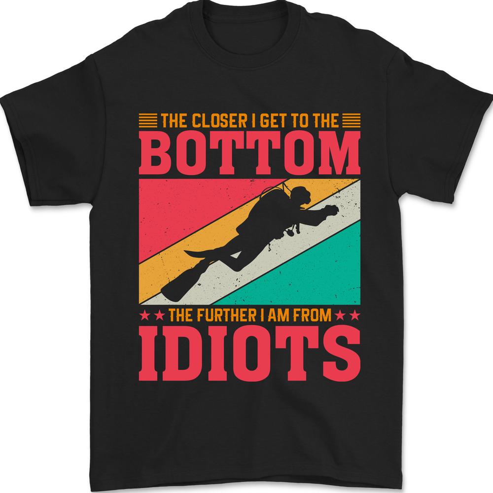 Further From Idiots Funny Scuba Diving Diver Mens T-shirt Cotton XL
