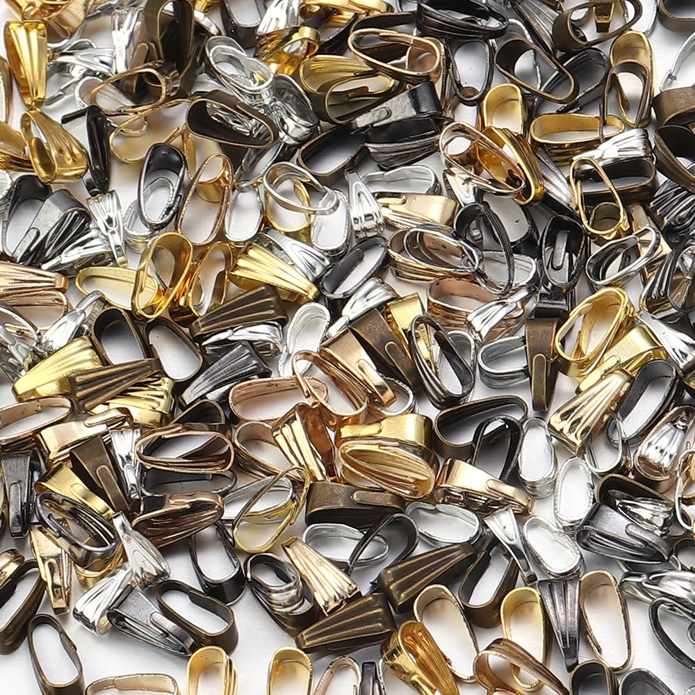 200pcs Pendant Clips Pinch Bail Clasp Connectors Necklace Hooks For Jewelry Making Finding Parts Accessories Supplies