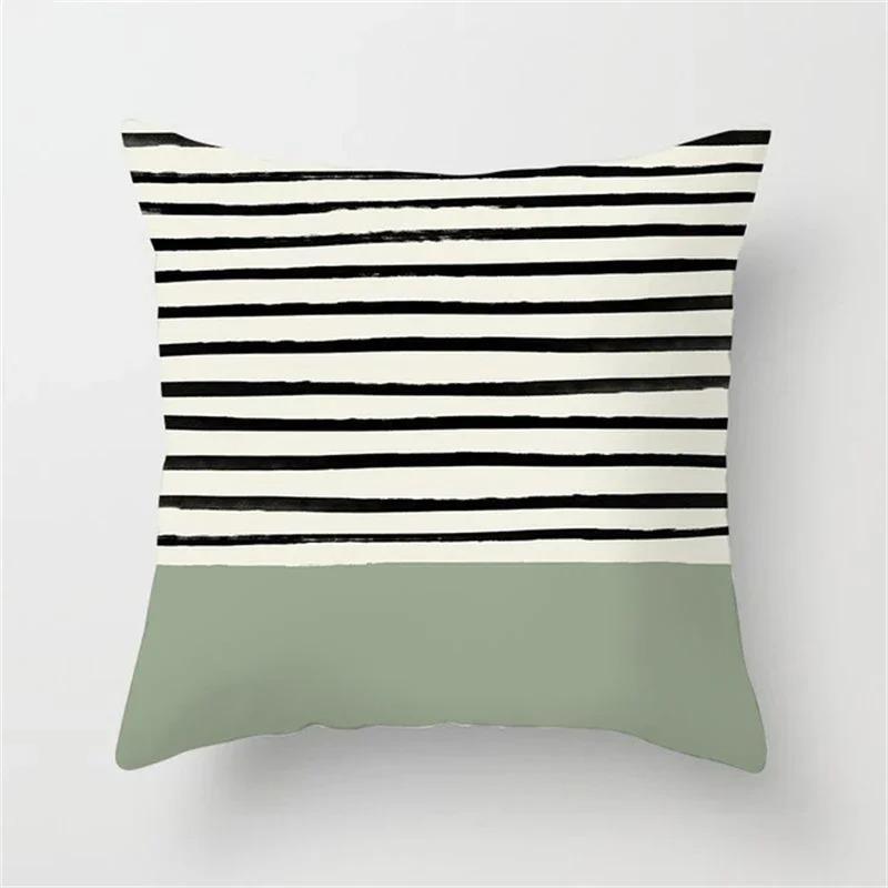 Green Pillowcase Printed Cushion Cover Abstract Geometric Sofa Decoration