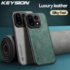 KEYSION Luxury Retro PU Leather Phone Case for OnePlus 15 5G Soft Silicone+PC Shockproof Phone Back Cover for One Plus 1+ 15