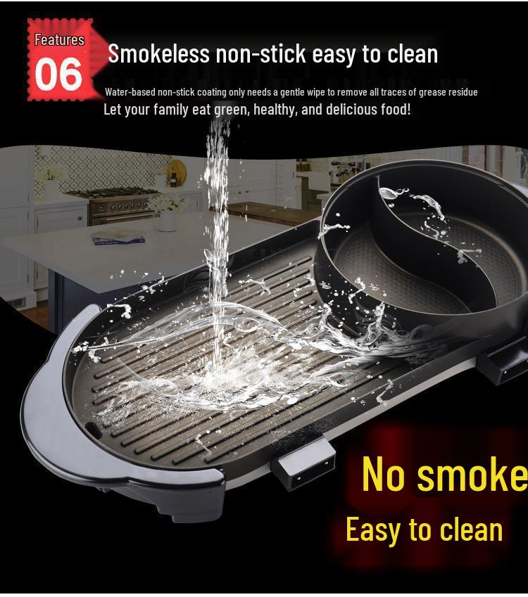 Popular Dual-Control Shabu-Shabu & Grill Electric Pan: Intelligent Temp Control, Multifunctional BBQ & Pot