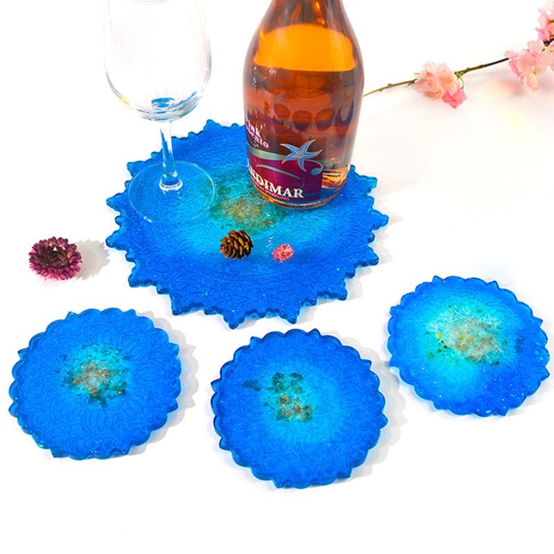 Mandala Diy Homemade Mold Coaster Crystal Dripping for Creative Silicone Mold Crystal Drip Placemat Mold for Diy Craft