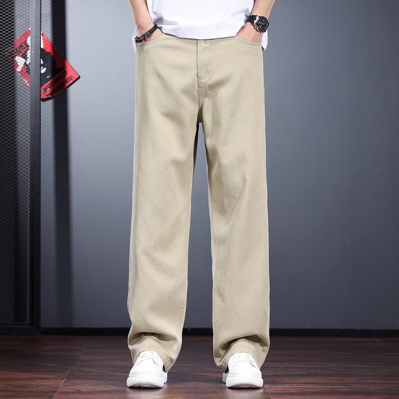 Men s Lyocell Blend Loose Straight-Leg Casual Pants S
