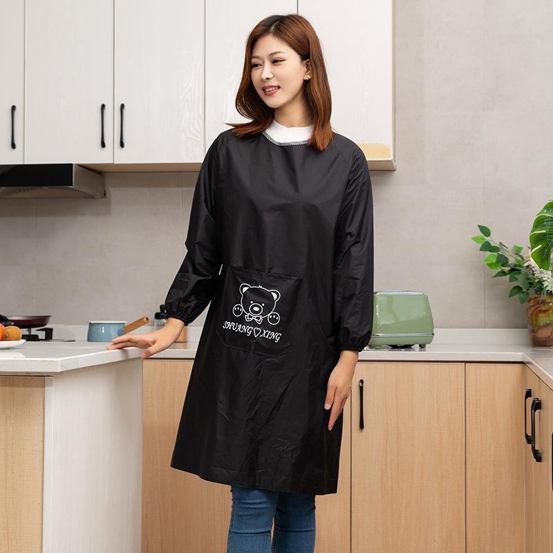 Reverse Smock Waterproof And Oil-Proof Long-Sleeved Apron Household Kitchen Work Men And Women