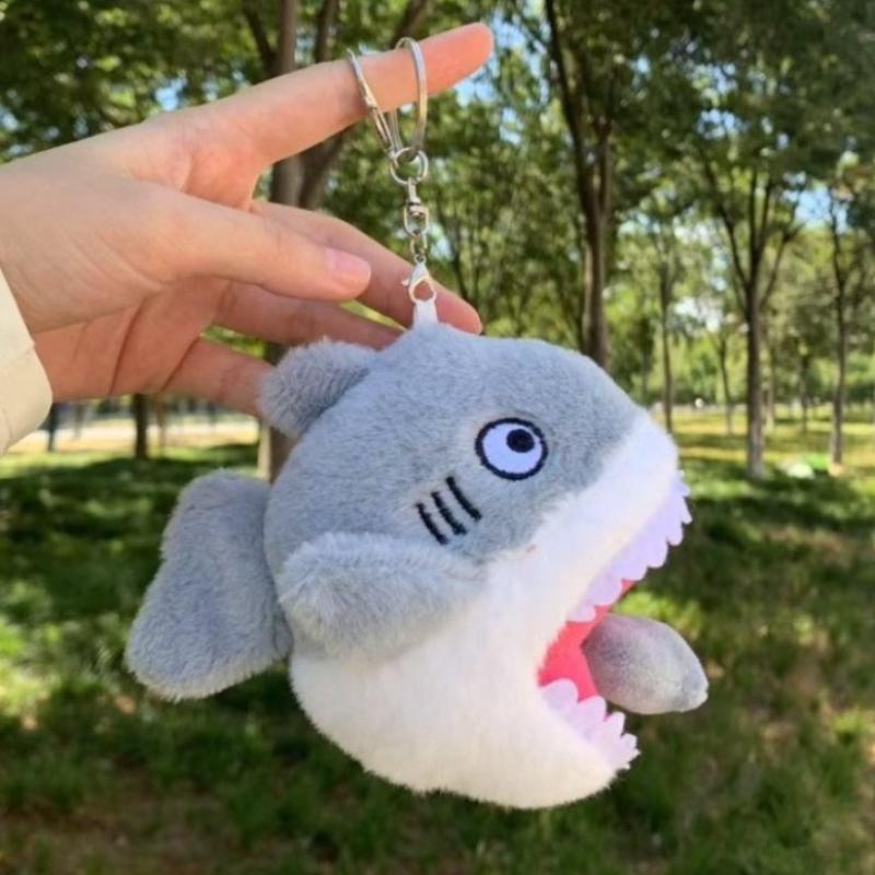 Pull-out Sand Shark Stuffted Keychain Creative Soft Plushie Pendant Little Shark Schoolbag Accessories Couple's Small Gifts