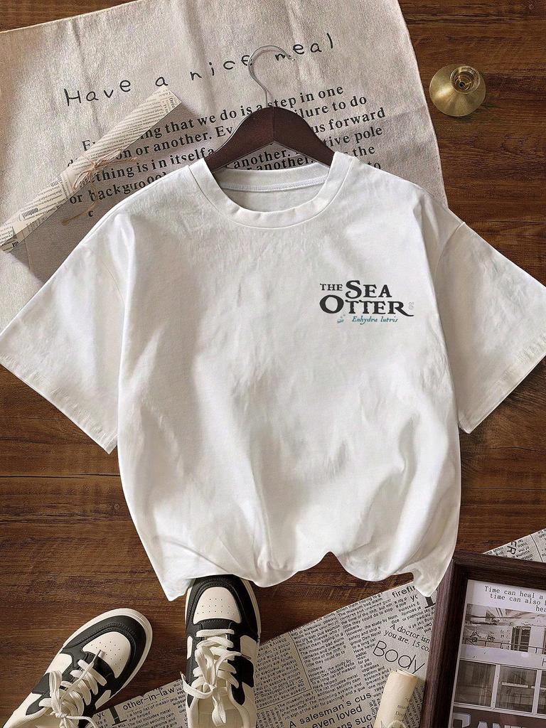 Y2K Ocean Print Round Neck Casual Short Sleeve T-Shirt