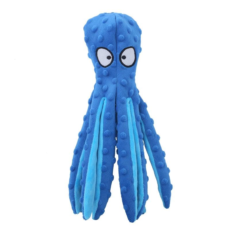 

Interactive Pet Plush Toy Octopus for Dogs - Indestructible Bite Resistant Squeaky Rattle Puppy Dog Toy Supplies синий