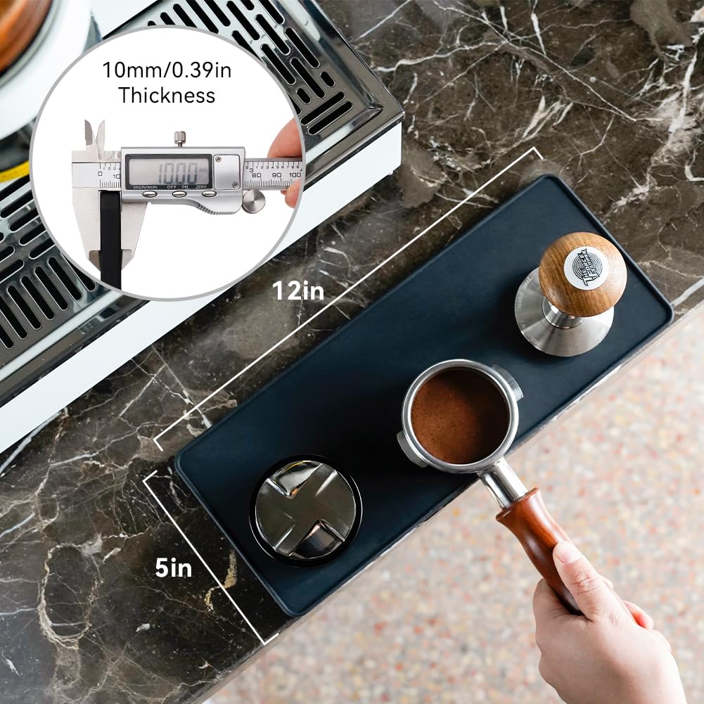 watchget Espresso Tamping Mat Tamper Mat Coffee Tamper Mat Tamping Station Portafilter Silicone Easy to Clean Large Size Non-Slip