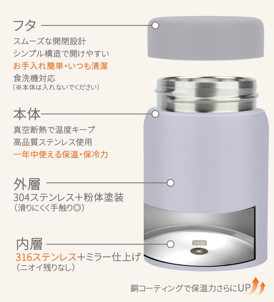 TYESO Vacuum Insulated Soup Stainless Keeps Soup Hot or Wide Mouth Easy to Perfect for Lunch Miso and More Jar, 280ml, Small, Lightweight, Compact,