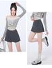 2025 New Women's Gray High Waist Slit A-line Bodycon Skirt Pants - Spring/Autumn Fashion