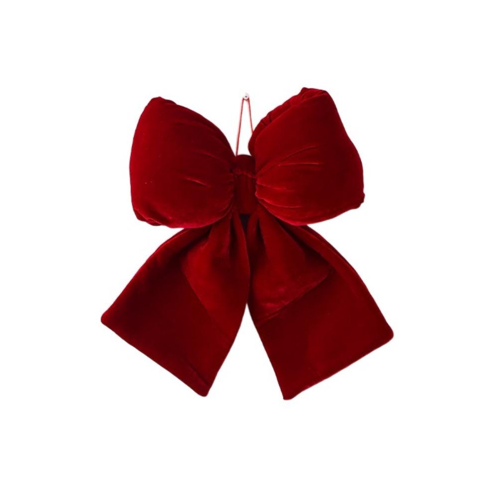 Vintage Christmas Red Bowknot Pendant Flannelette Bowknot Hanging Pendant  Christmas Party Supplies