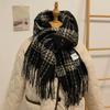 New Plaid Scarf for Women in Winter Thickened and Warm Retro Versatile High End Shawl and Scarf for Students Spring and Autumn