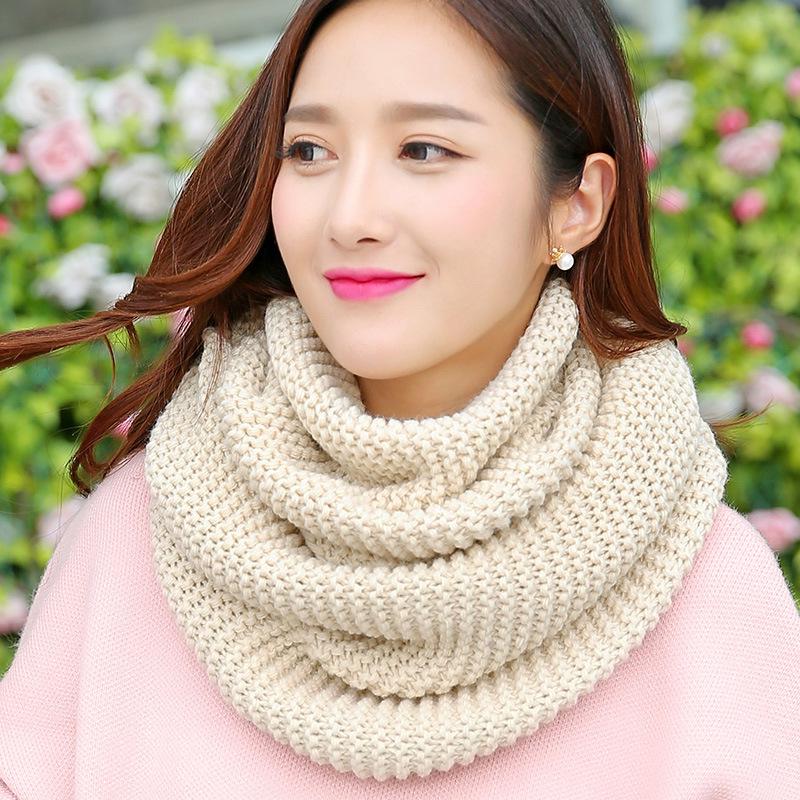 Women's Korean Style Solid Color Knit Wool Pullover Scarf - Autumn/Winter 2025