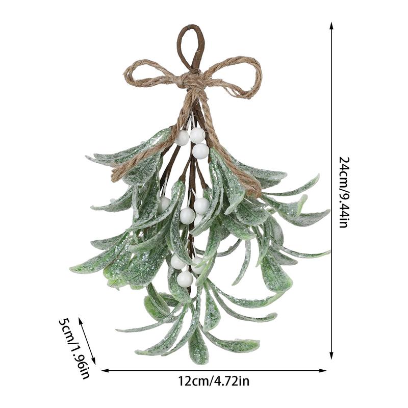 Christmas Artificial Mistletoe Hanging Decoration Frosted Artificial Mistletoe Fake Sprigs Bunches Stems For Holiday Decoration