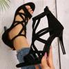 Fashion Temperament Suede Hollow Pumps Heels Woman Summer Luxury Zipper Women's Pumps Solid Pointed Toe High Heels Women