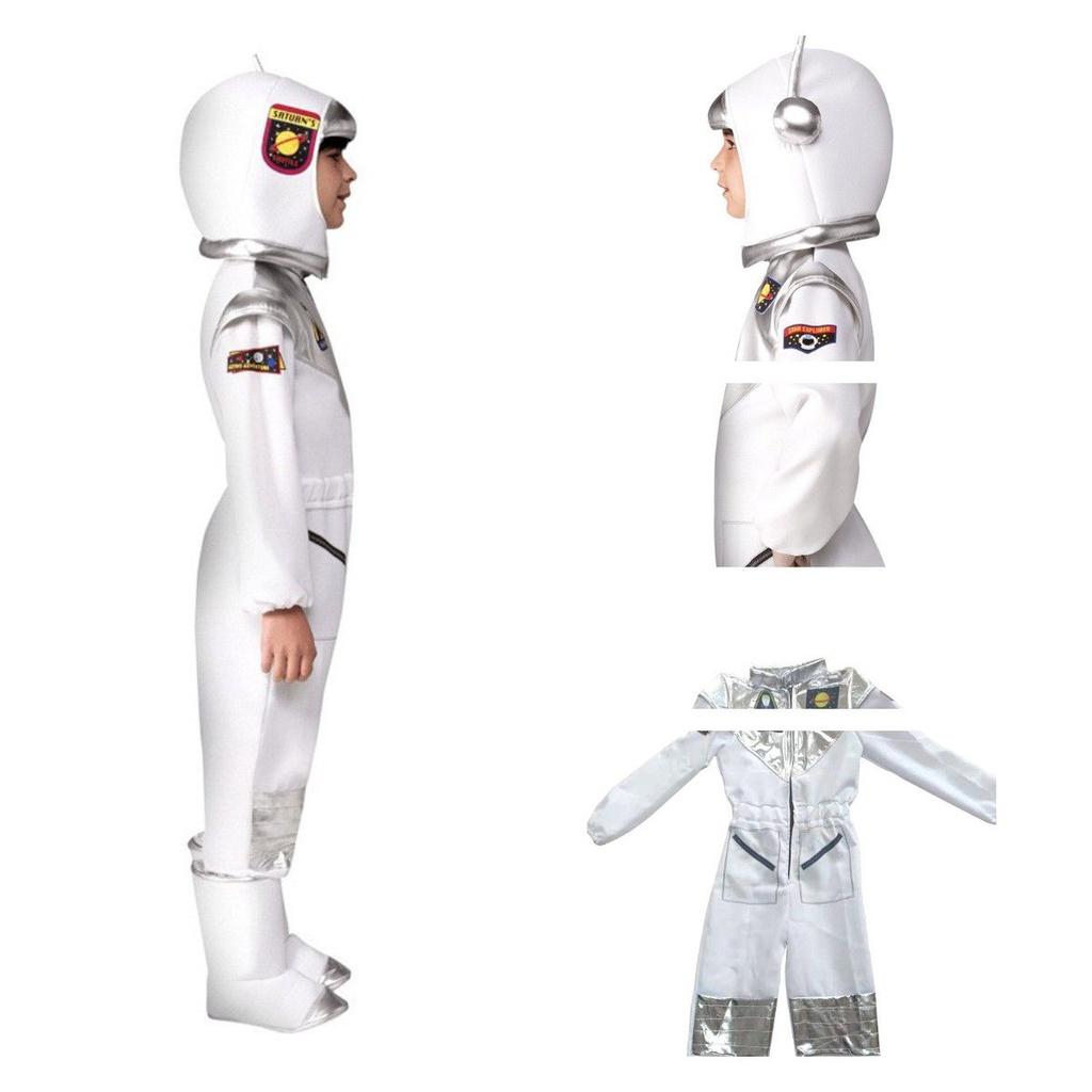Kids' Astronaut Halloween Costume Foam Helmet With 3d Antenna And Logo Printed On Shoulder And Chest